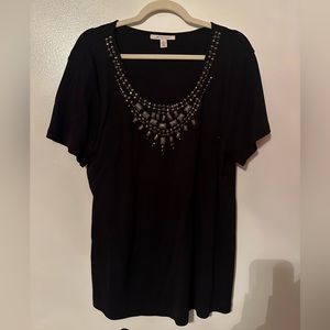 JM Collection | Business Casual | Bedazzled Blouse | Size XL | Short Sleeve